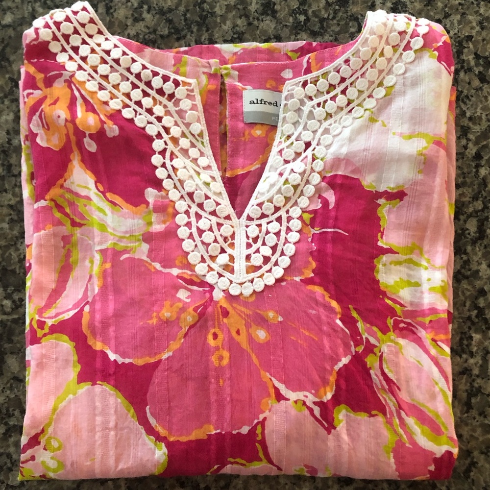Floral Alfred Dunner Petite 3/4 Sleeve Top